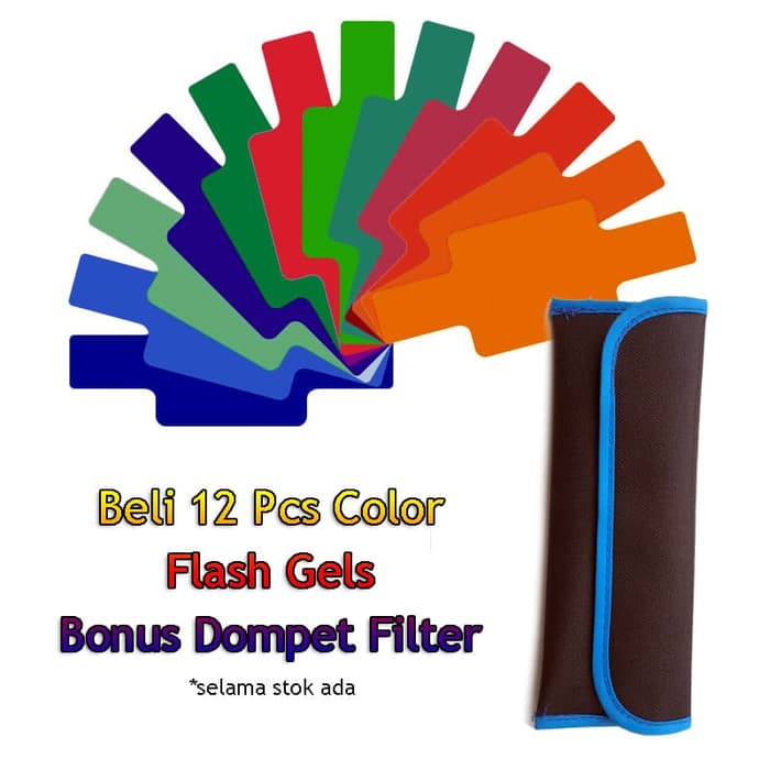 Bonus Dompet - 12pcs Strobist Flash Color Card Diffuser Lighting Gel